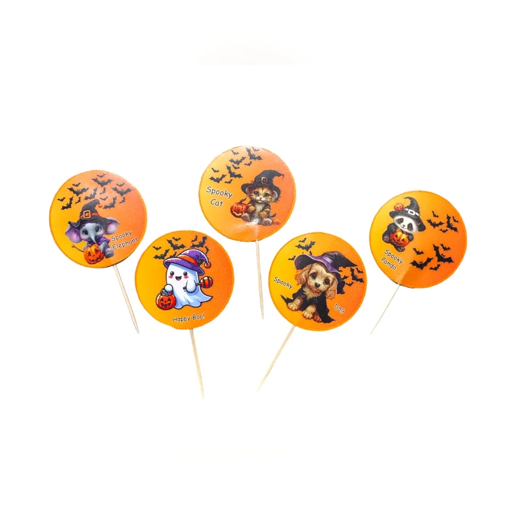 Set of 24 Spooky Animals Kids Cupcake Toppers